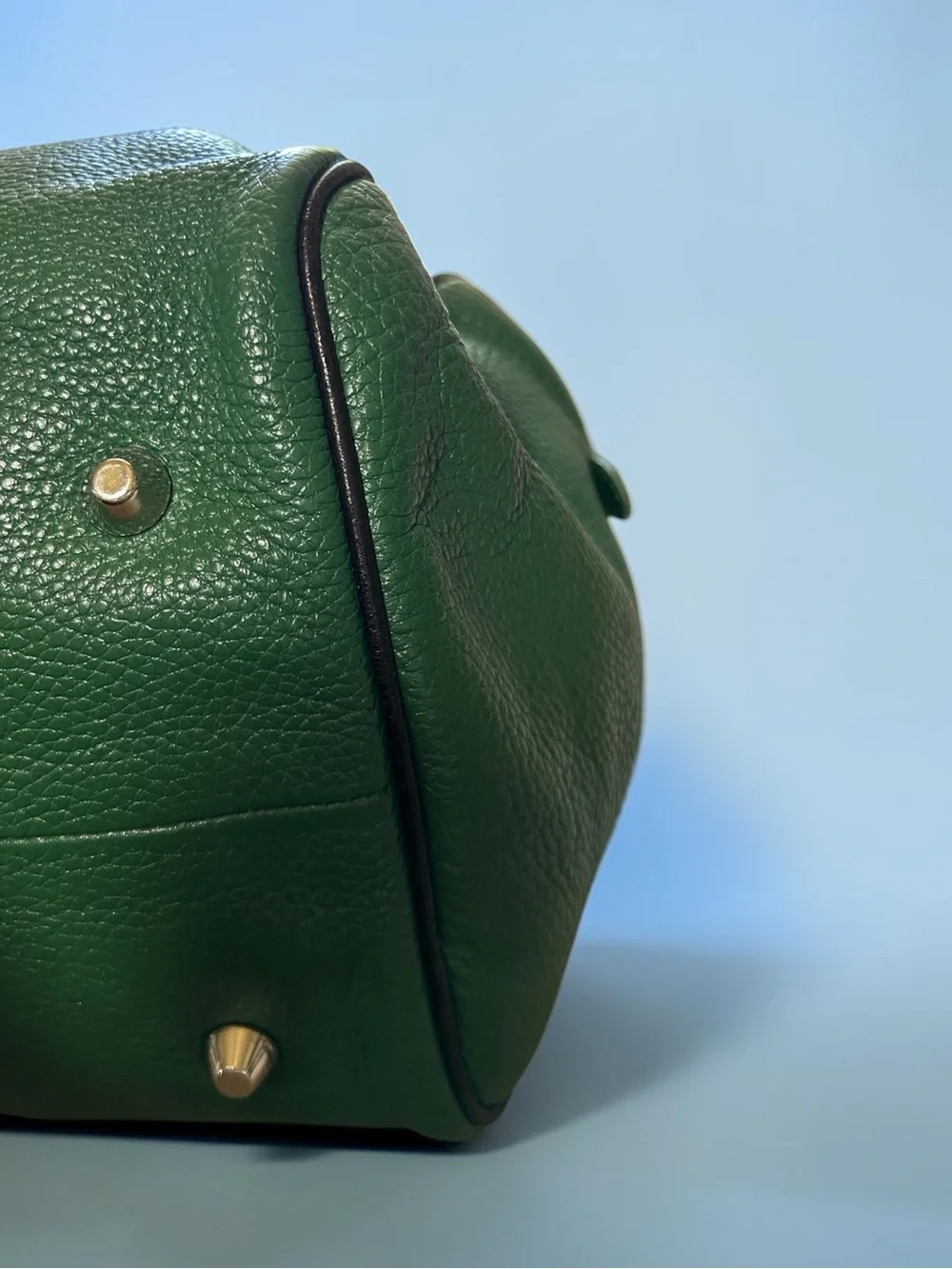 Pulicati Italian Vintage Pebbled Leather Satchel in Grass Green Excellent